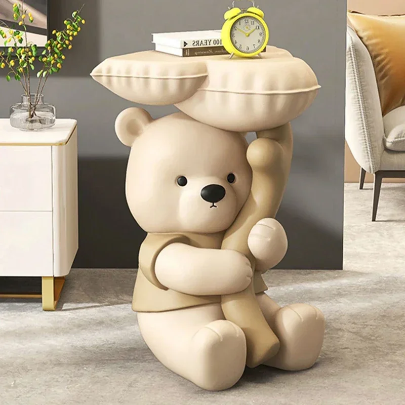 Home Decor Bear Statues Side Designer Bedroom Simple Cute Coffee Irregular Small Table Basse Entrance Hall Furniture