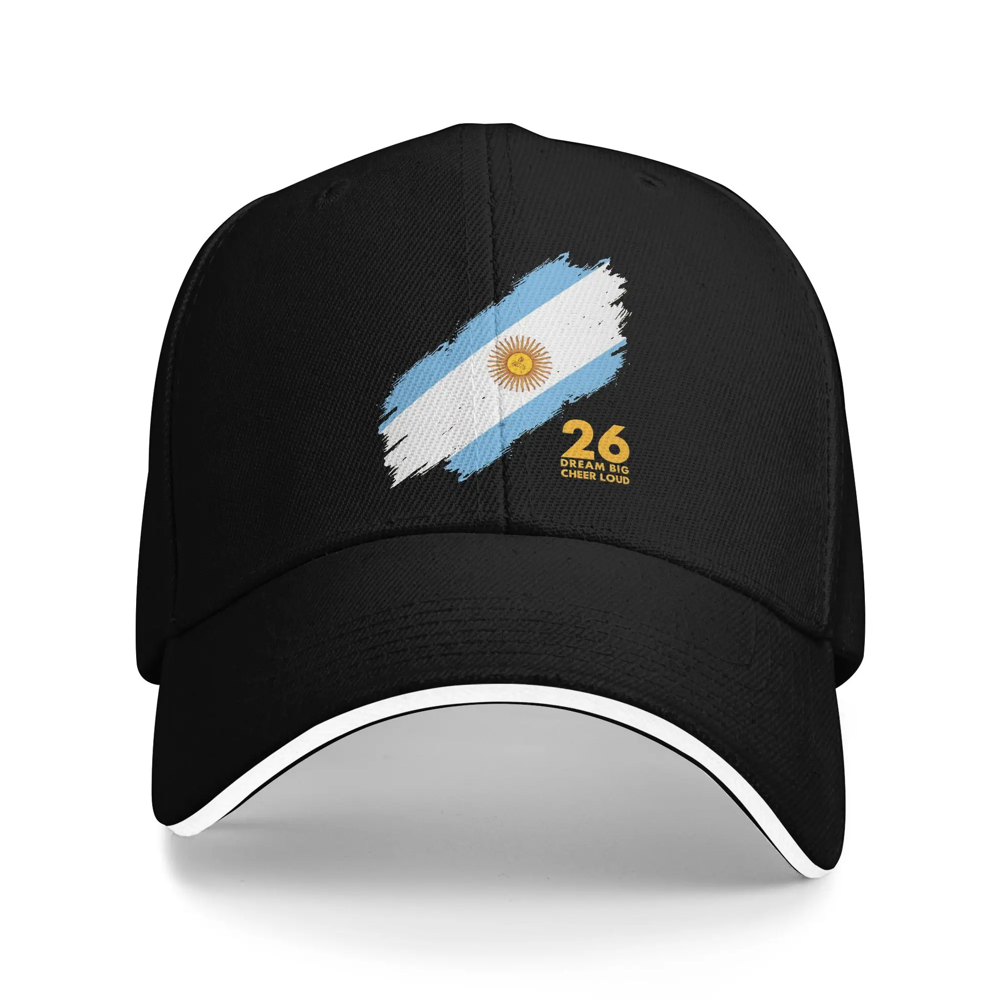 Argentina Football 2026 Dream Big Cheer Loud Baseball Caps Soccer World 2026 Sandwich Cap for Men Women Adjustable Dad Hat Gift