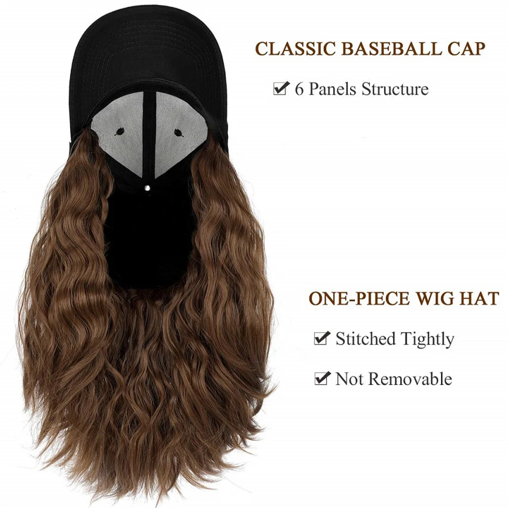 Adjustable Short Wavy Bob Hat Sythetic Wig For Women Hair Extensions Baseball Cap High Temperature Fiber Water Wave Wig