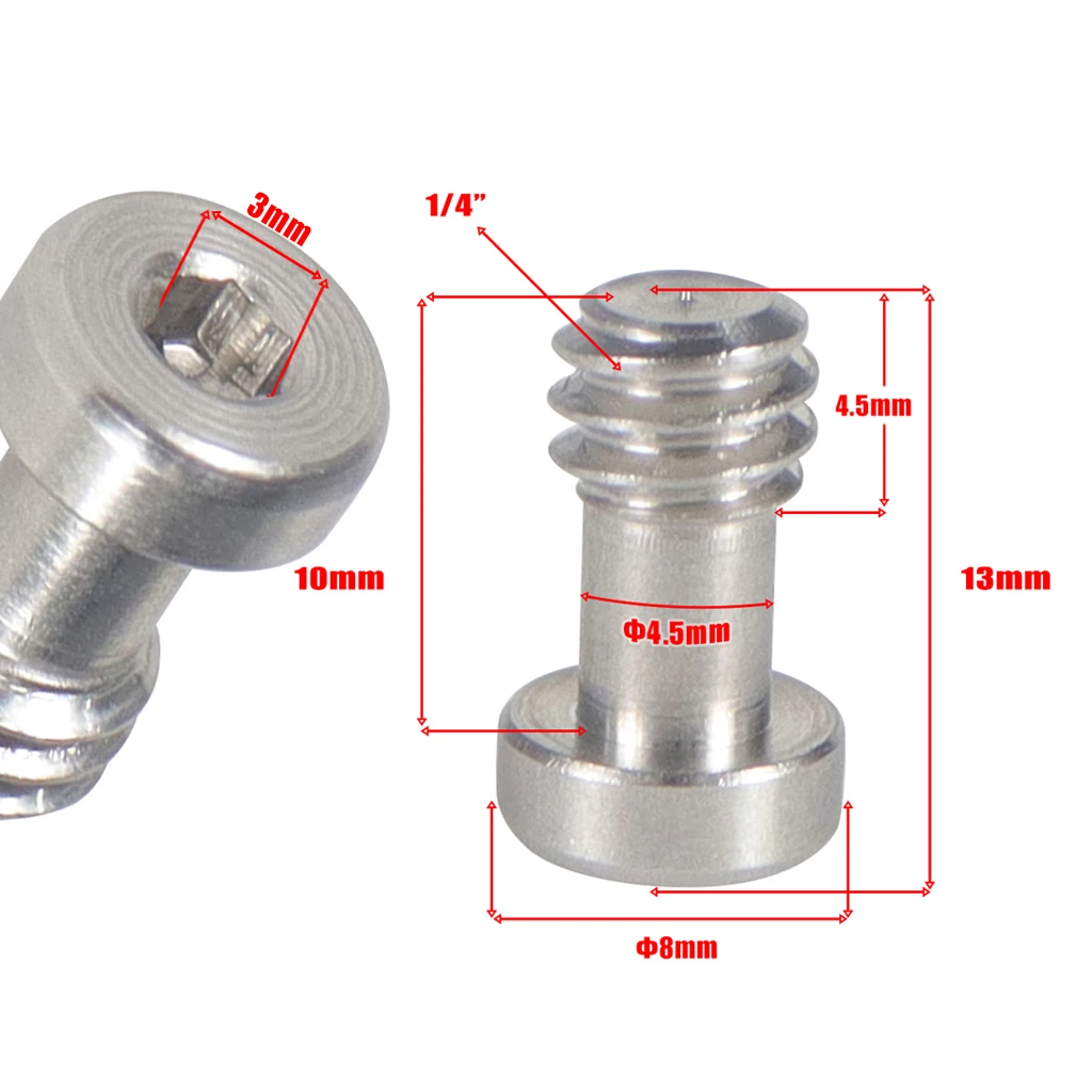 1/4"-20 Edelstahl Sechskant Innensechskant Adapter Schnellspannschraube für DSLR-Kameras Rig Flash Mikrofon Lichtzubehör – Detail 10