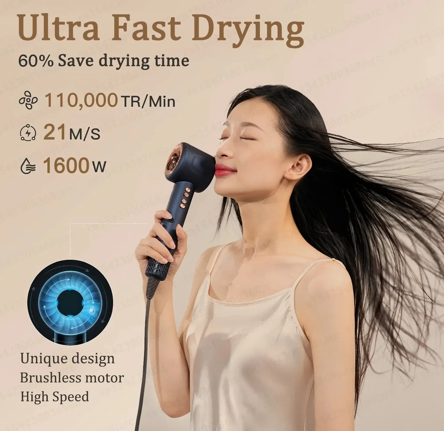 Super Professional Leafless Hair Dryer 220V  Personal Hair Care Negative Ion Hair Machine Constant Anion Electric Blow Dryer