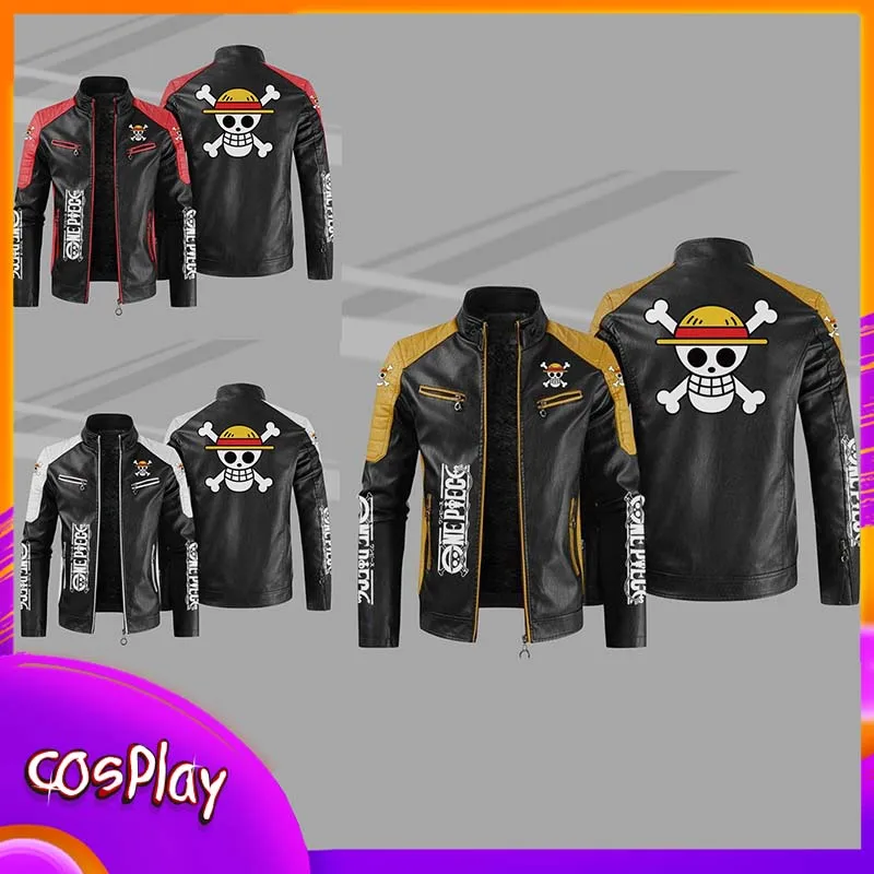 

Цельные мужские кожаные куртки в стиле аниме, осенняя повседневная мотоциклетная куртка с воротником Stabd, байкерская кожаная куртка, одежда для взрослых, костюм