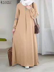 Abaya – Robe Hijab musulmane à paillettes pour femmes, manches longues, couleur unie, ZANZEA, Ramadan, Robe élégante, vêtements de fête