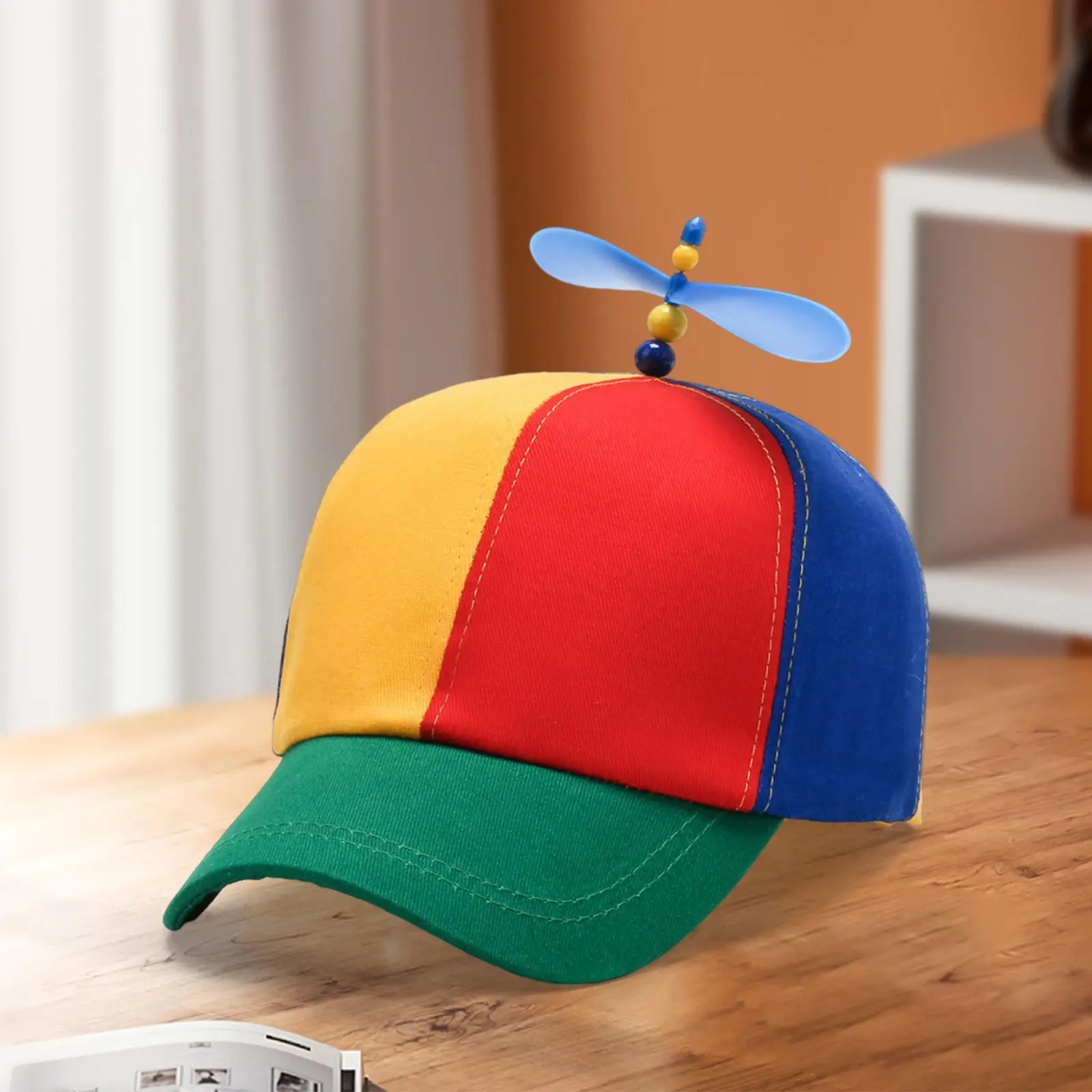 Colorful Propeller Hat, with Propeller On Top Funny Fashion Spinning Propeller Ball Hat Baseball Hat for Travel Sports Adult