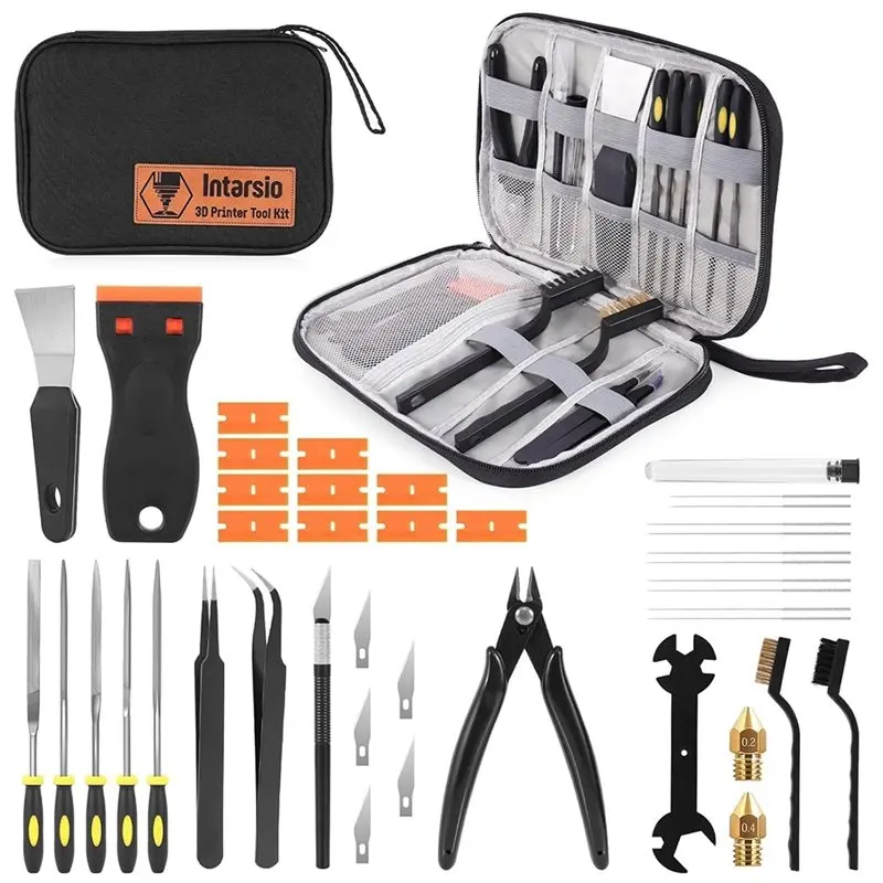 

Premium-For FDM/SLA Compatible 34Pcs 3D Printer Tools Kit All-Purpose Accessories Including Nofzle Cleaners, Scrapers, Files, Br