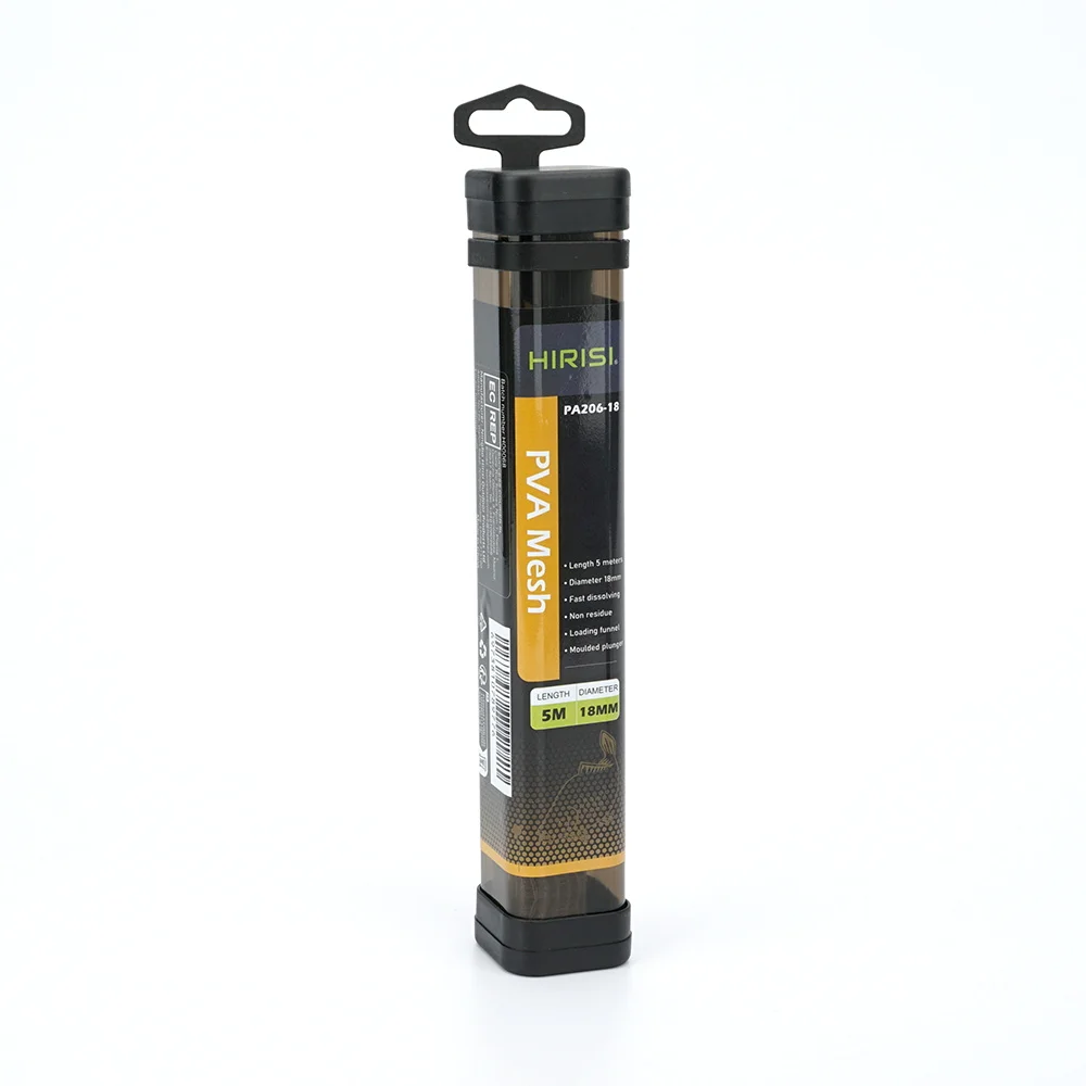 Hirisi 5M Karpfen Angeln PVA Mesh Mit Rohr Lösliche Fisch Refill Karpfen Angeln Feeder Angeln Zubehör 18/25/37mm