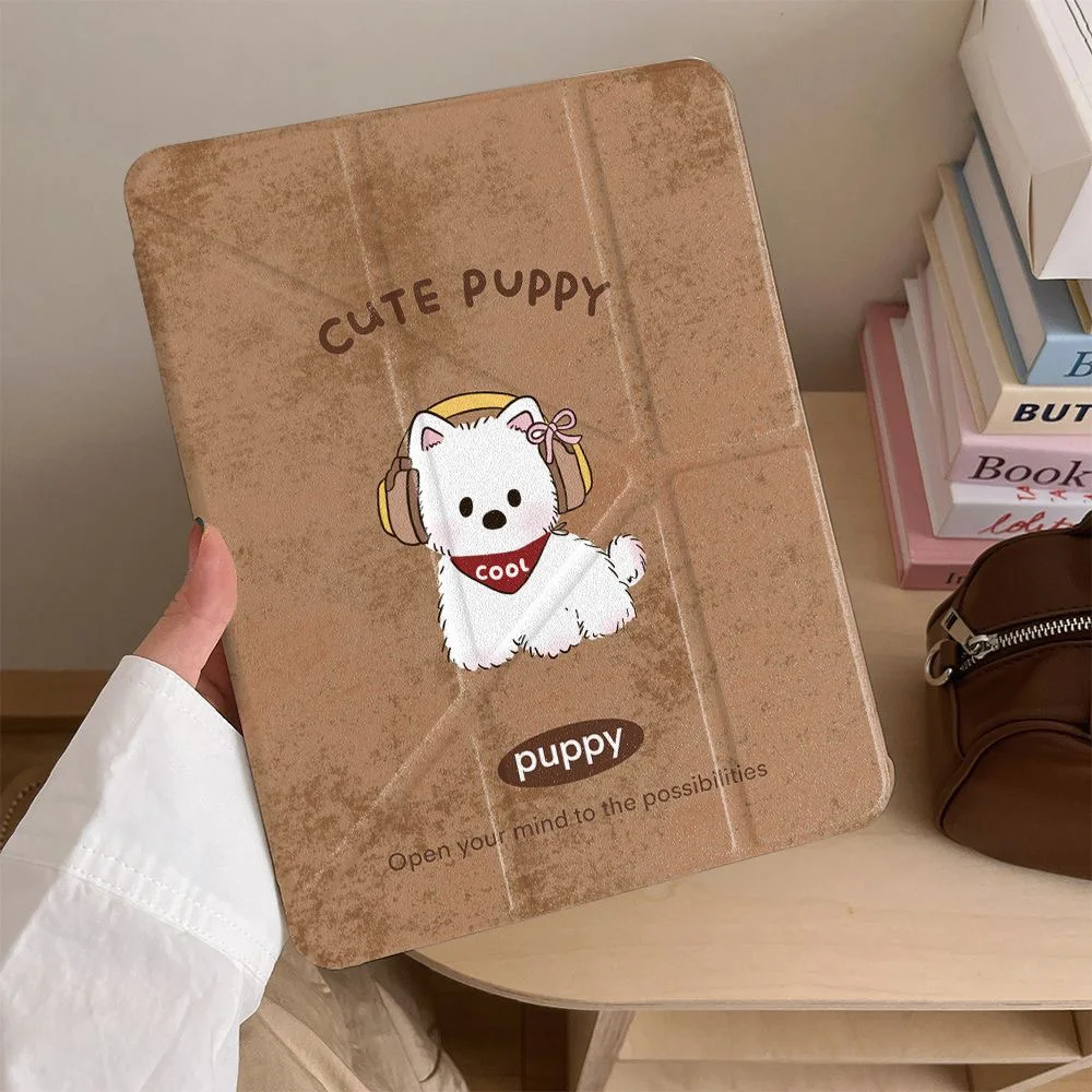 Brown Puppy Clear Soft Case For iPad 2025 Air 13 11 inch iPad Pro 12.9 11 inchPencil Holder Case Air 5 4 10.9 inch Stand Cover