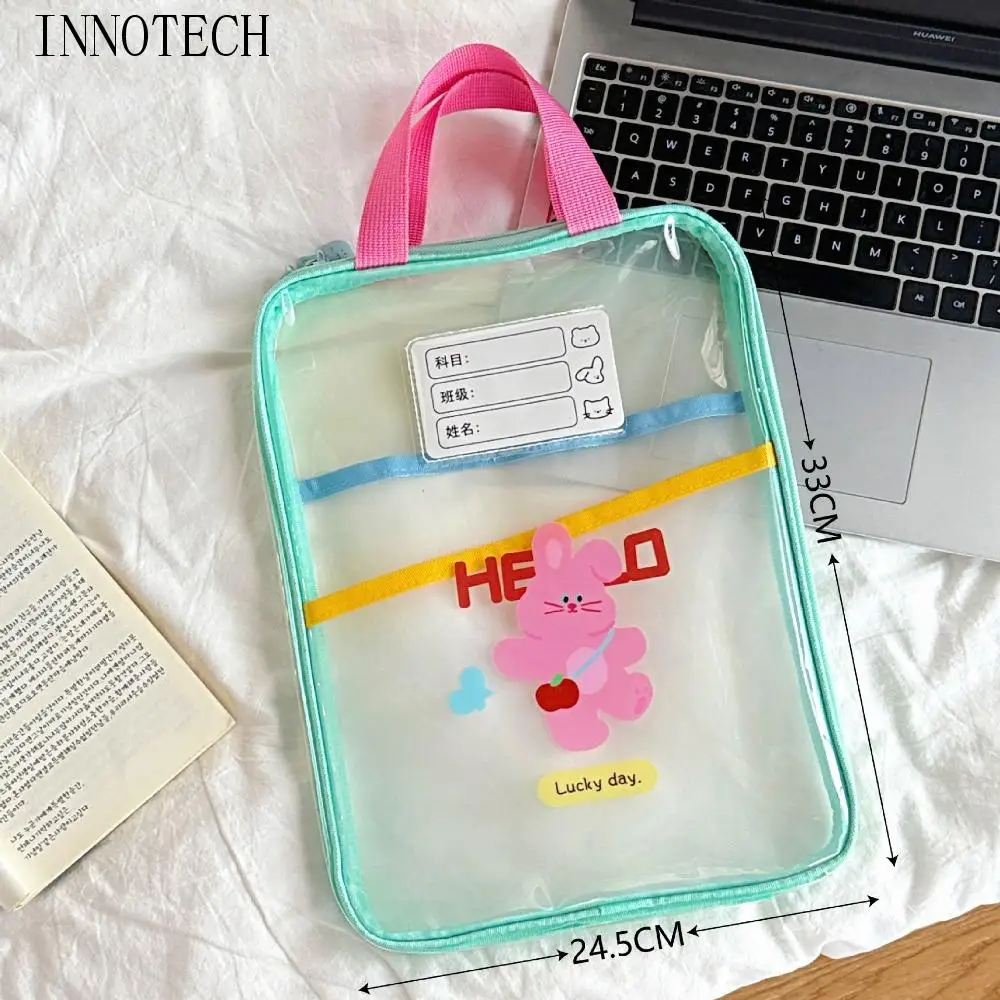 

Multifunctional Cartoon File Bag Transparent Rabbit Test Paper Storage Bag Bear Large Capacity File Folder Bag