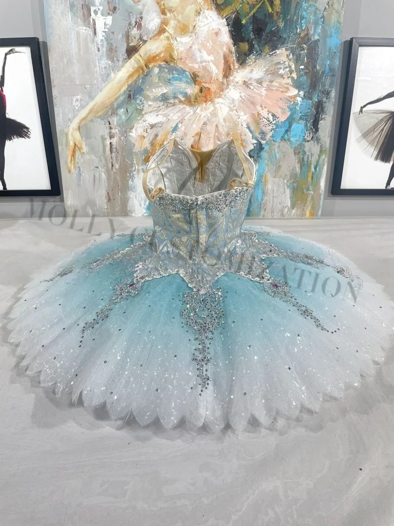 New product launch ballet blue gradient TUTU gauze skirt Bluebird variation professional competition dance skirt tailor-made