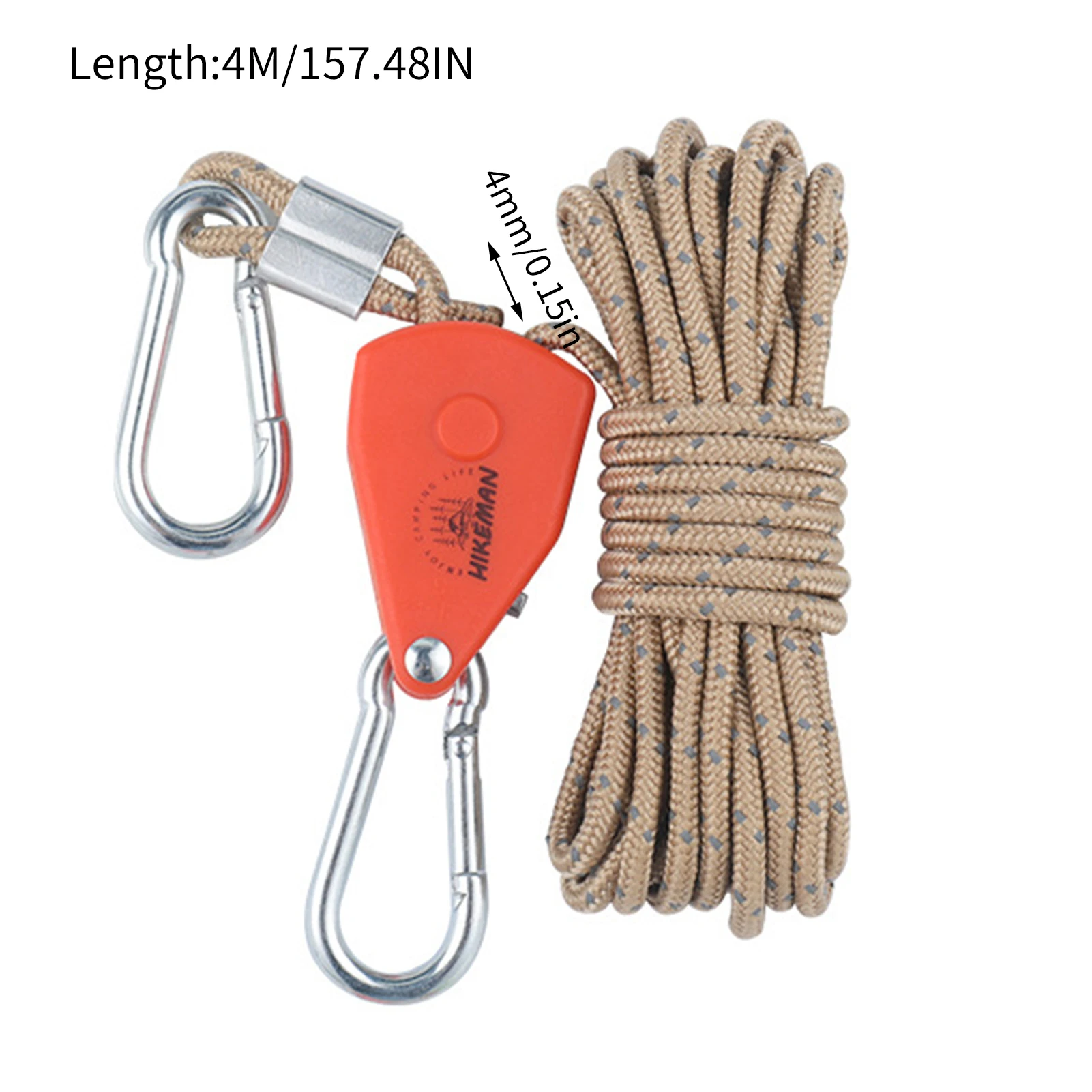 Imagem -03 - Polia Ajustável com Mosquetão Corda Guyline Camp Ajustador para Tenda Tarp Canopy Shelter Corda Camping Reflective Cord
