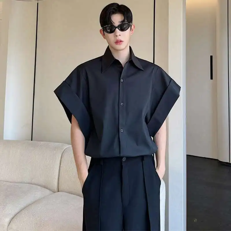 LUZHEN 틈새 디자인 세련된 반소매 셔츠 원래 패션 우아한 잘 생긴 한국 의류 남성 캐주얼 블라우스 탑 LZ4028
