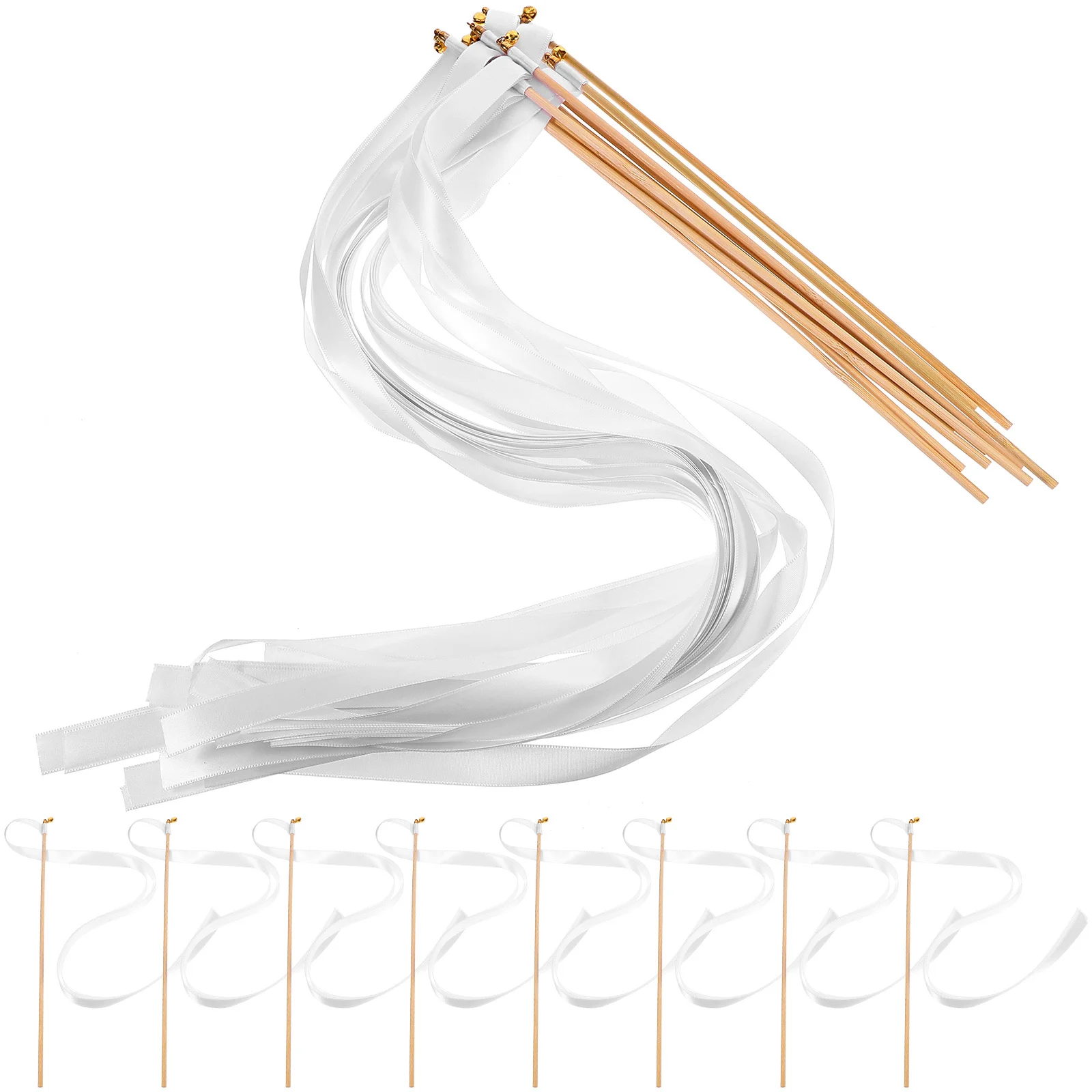 

30Pcs Wedding Ribbon Fairy Wand Streamers Lightweight Bell Design Party Decorative Photography Wedding Handheld Wand
