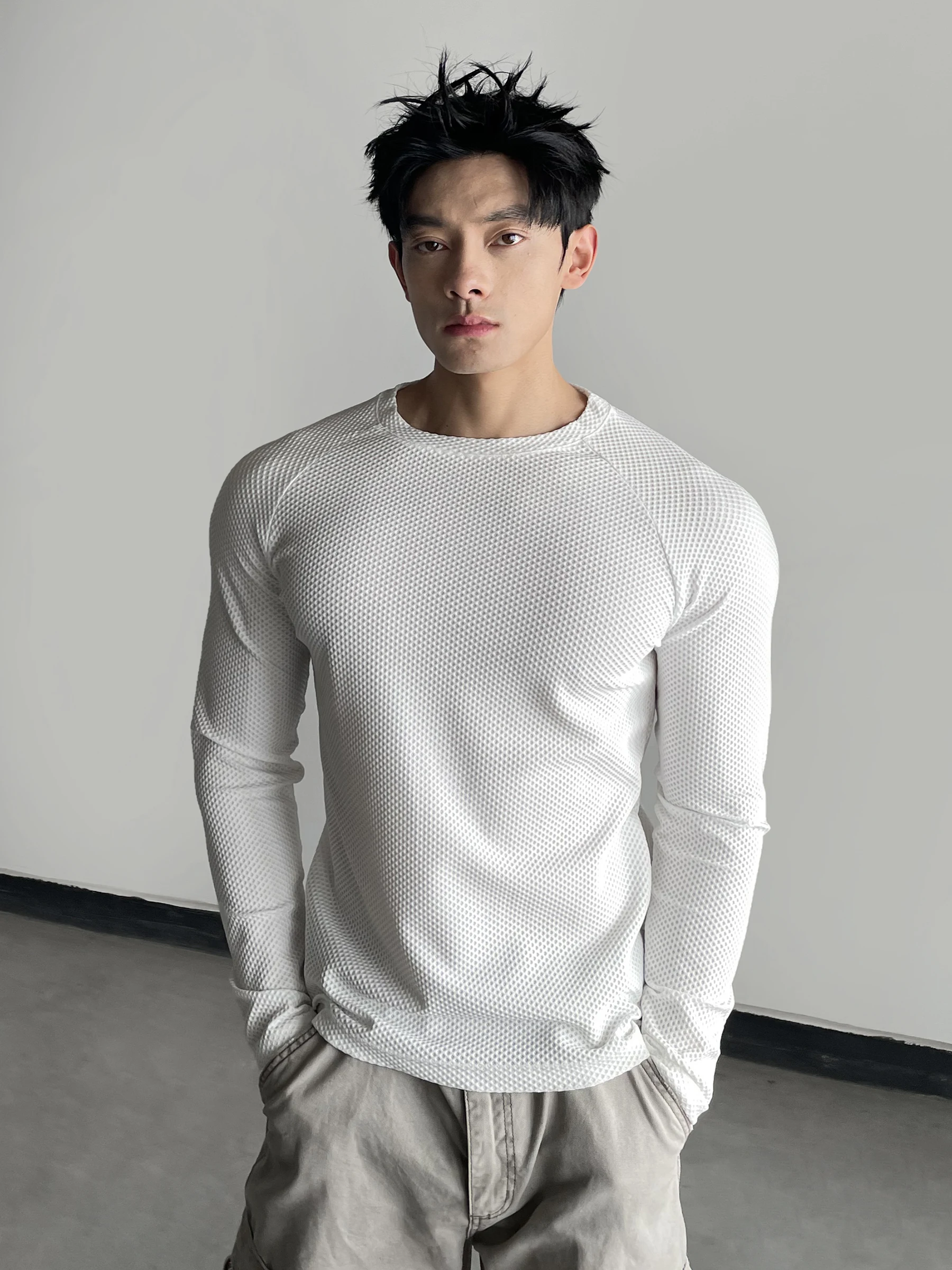 

Мужская футболка Day Ny Fitn Long Sve, дышащая сотовая футболка Me, подчеркивающая мышцы, базовый слой для спорта и лей...