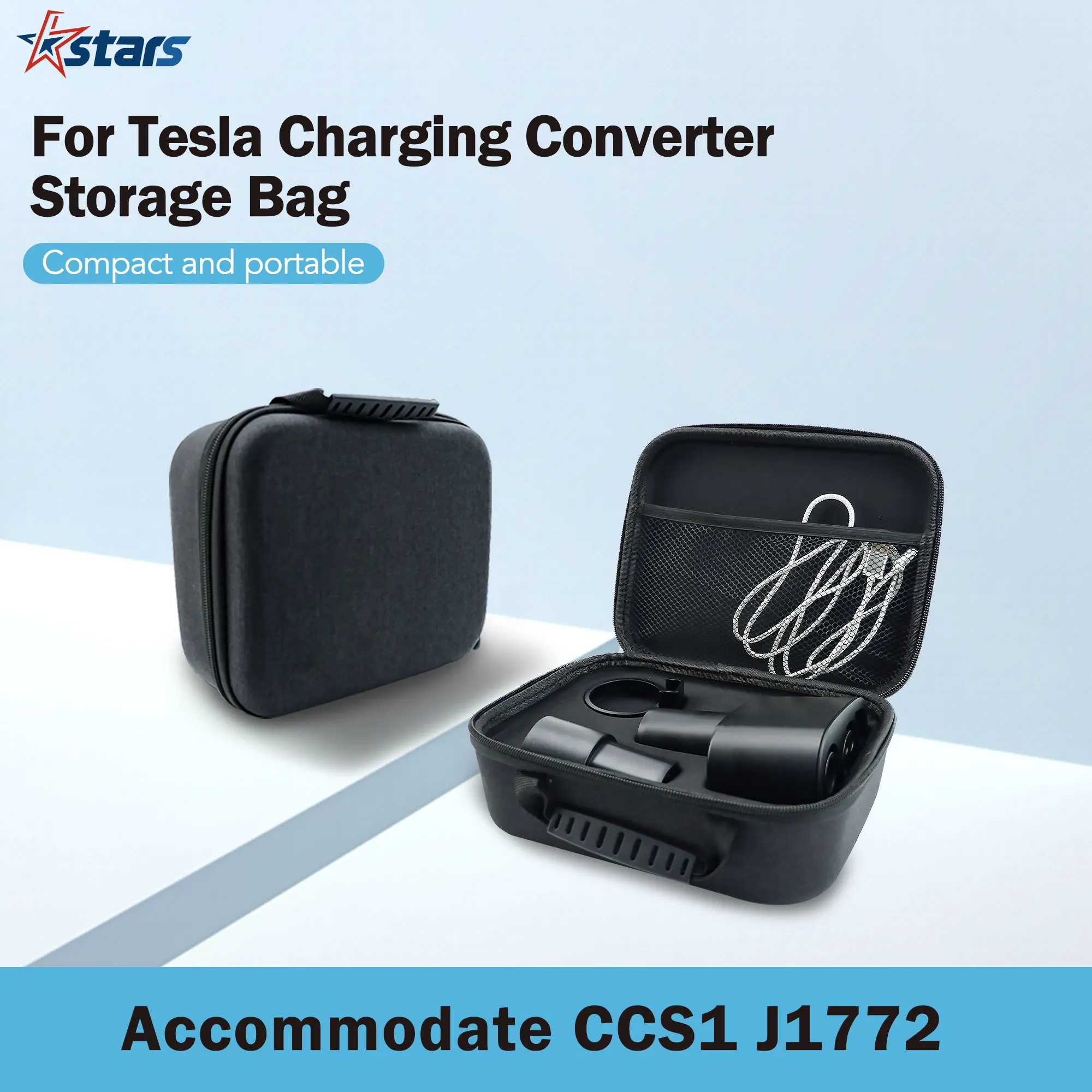 Per Tesla CCS1 J1772 adattatore per caricabatterie borsa portaoggetti impermeabile custodia protettiva da viaggio per accessori di ricarica per auto elettriche