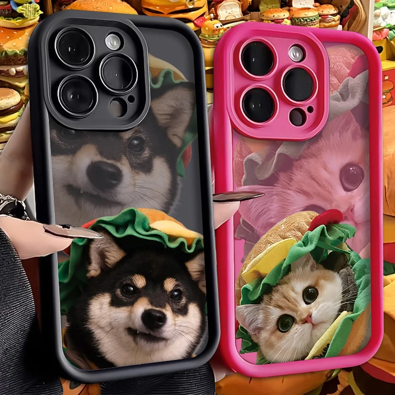 Hamburger Lovely Dog Puppy Case for Xiaomi Redmi Note 13 12 11 Pro Plus 4G 5G 12S 11S 10S 10 9 9S Redmi 14C 13C 12C A3 12 Cover