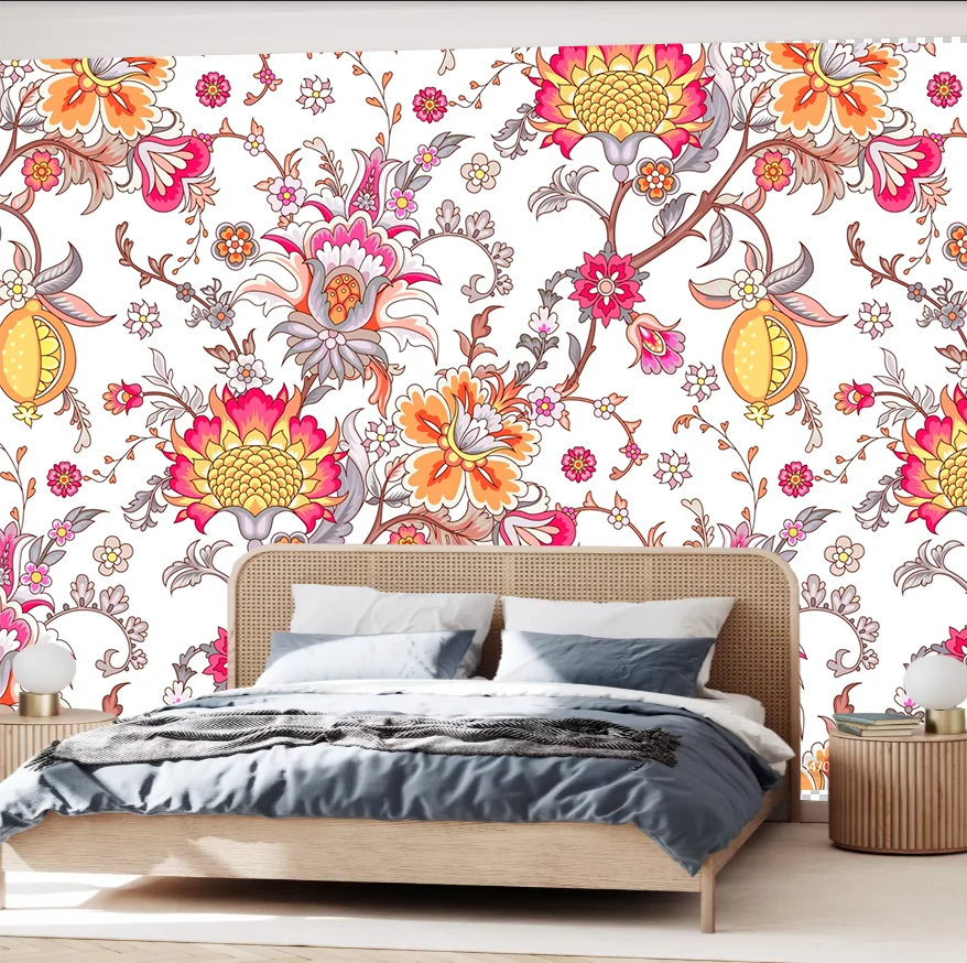 Custom size mural European pastoral flower tile wallpaper home decoration living room dining room wall covering 3d wallpaper