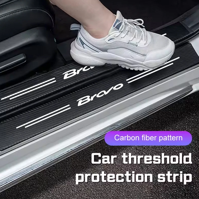 

Leather Carbon Fiber Decor Decal Threshold Accessories for Bravo Fiat Punto Panda 500 Tipo 500C car Accessories dirt-proof