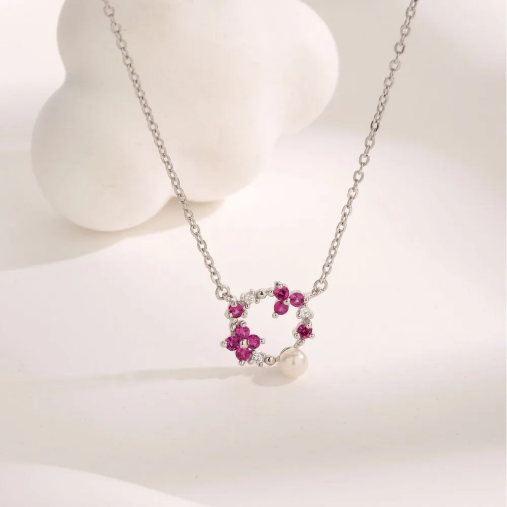 

Ретро Новый Красный Драгоценный Камень Жемчуг Ожерелье Ретро Элегантное Ожерелье Венок Темперамент Женщины