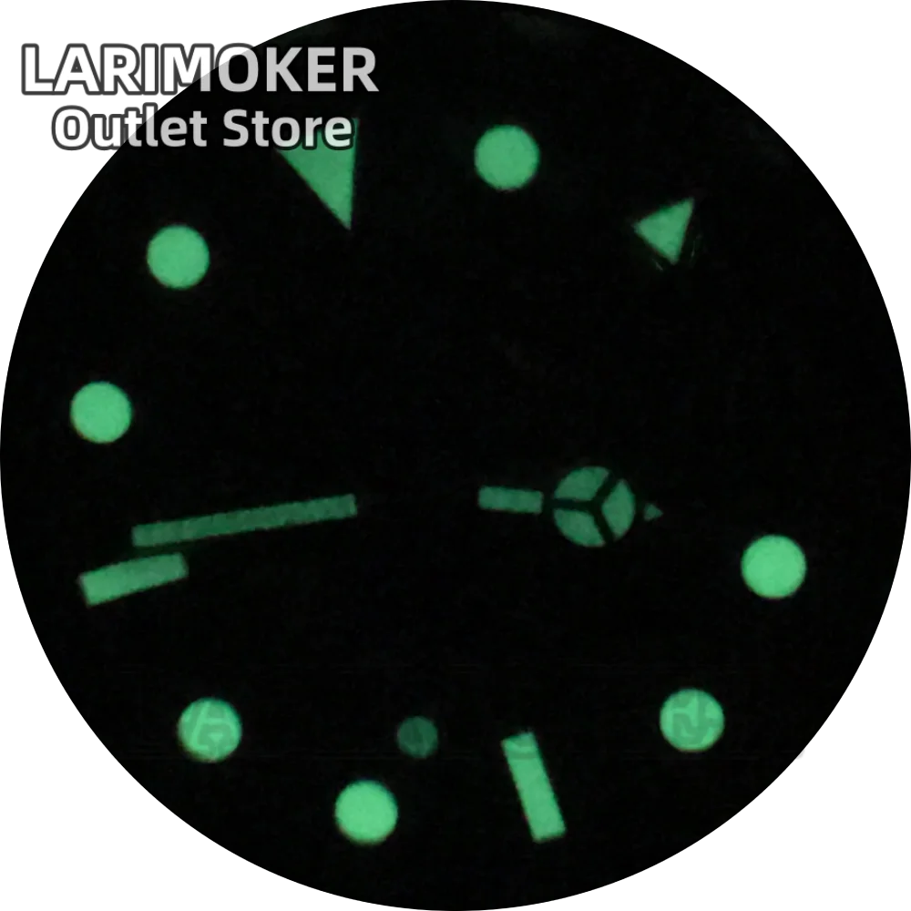 Larimoker 40.5mm nh34 gmt movimento automático masculino moda casual todo-preto relógio de vidro safira verde luminoso à prova dwaterproof água