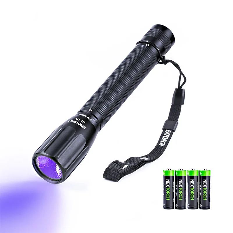 Nextorch C2 UV Ultraviolet Flashlight with 2 AA Batteries, Waterproof, 405nm Wavelengh, Stain Detector, Verifying Authenticity