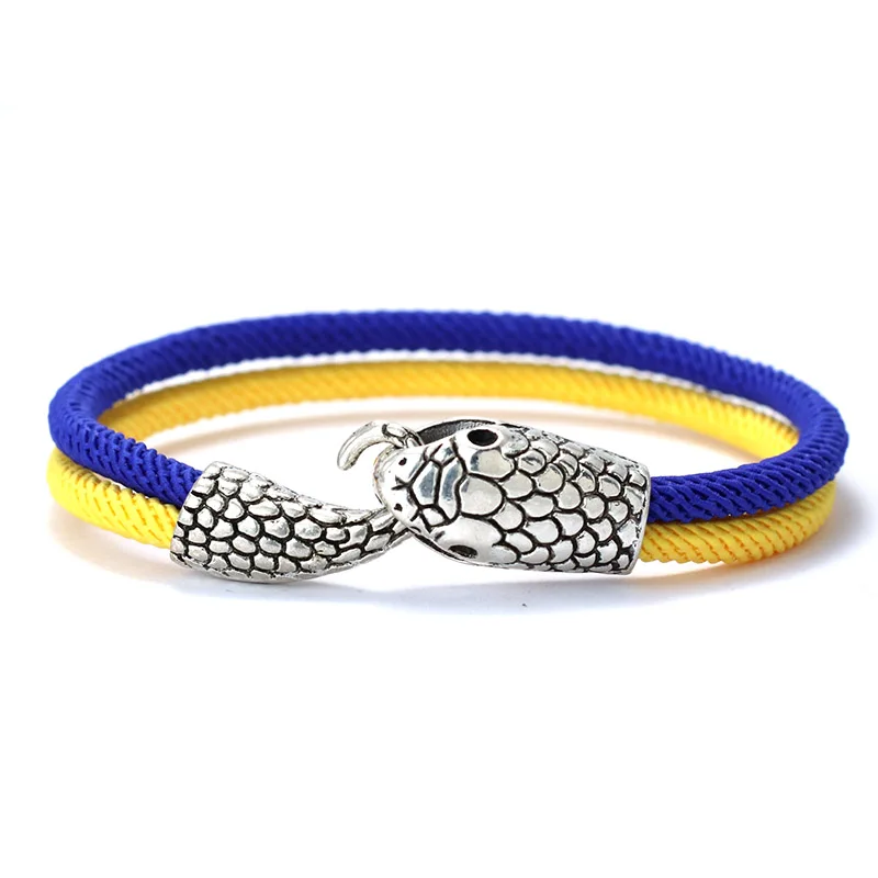 Bracciale serpente gotico per uomo bicolore giallo blu corda simbolo ucraino bracciale Homme bandiera brasiliana cavo colore brazlet Pulsera