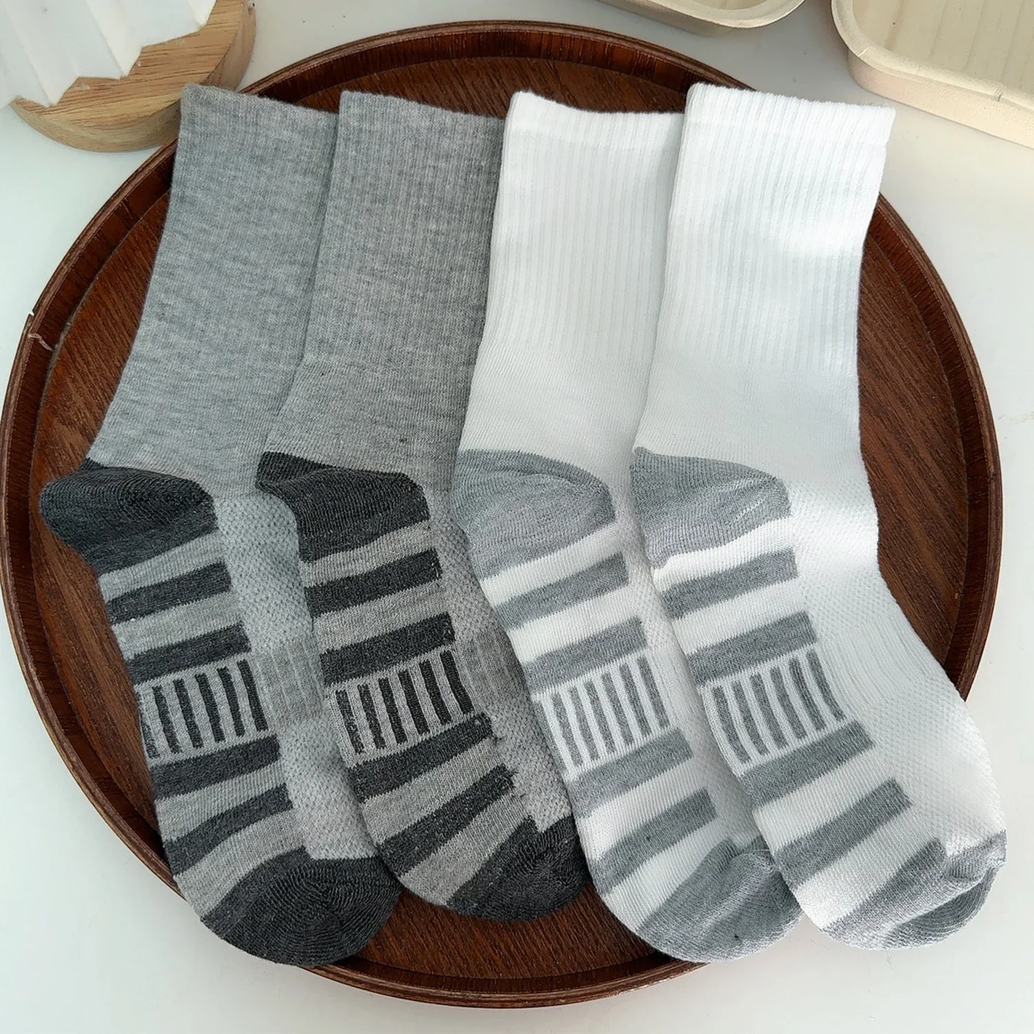 Laufsocken für Herren, feuchtigkeitsableitende Sportsocken, atmungsaktive Polyester-Wadensocken für Fitness-Training, Radfahren, Outdoor – Detail 5