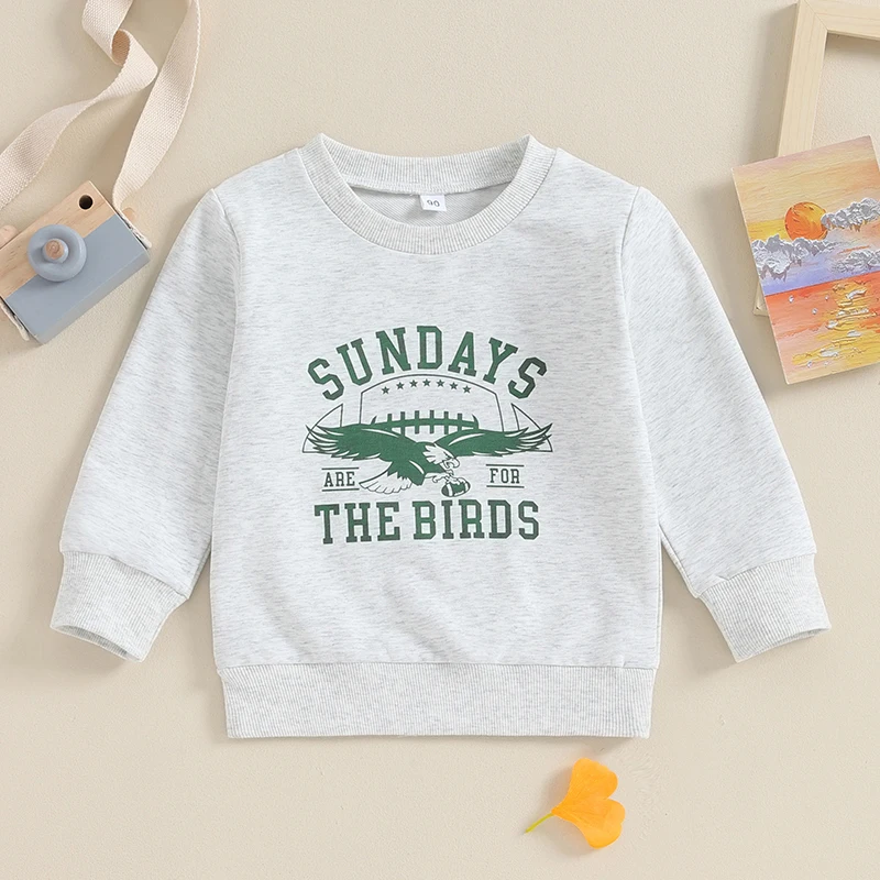 2023-10-19 Lioraitiin 6M-4Y Toddler Boys Girls Sweatshirts Long Sleeve Round Neck Eagle Letter Print Tops Fall Baby Clothes