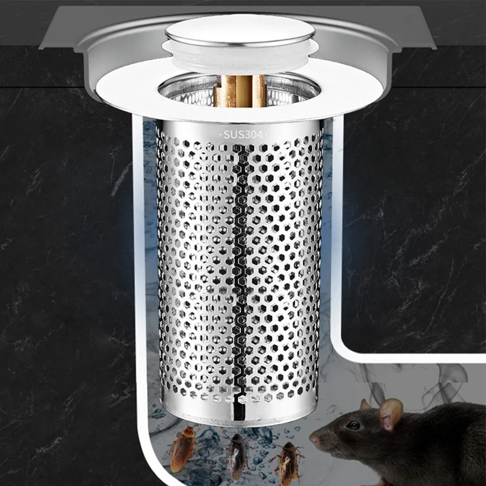 Multifunctional Floor Drain Filter Pop-Up Bounce Core Basin Drain Stopper Hair Catcher Shower Sink Strainer Bathroom Accessory