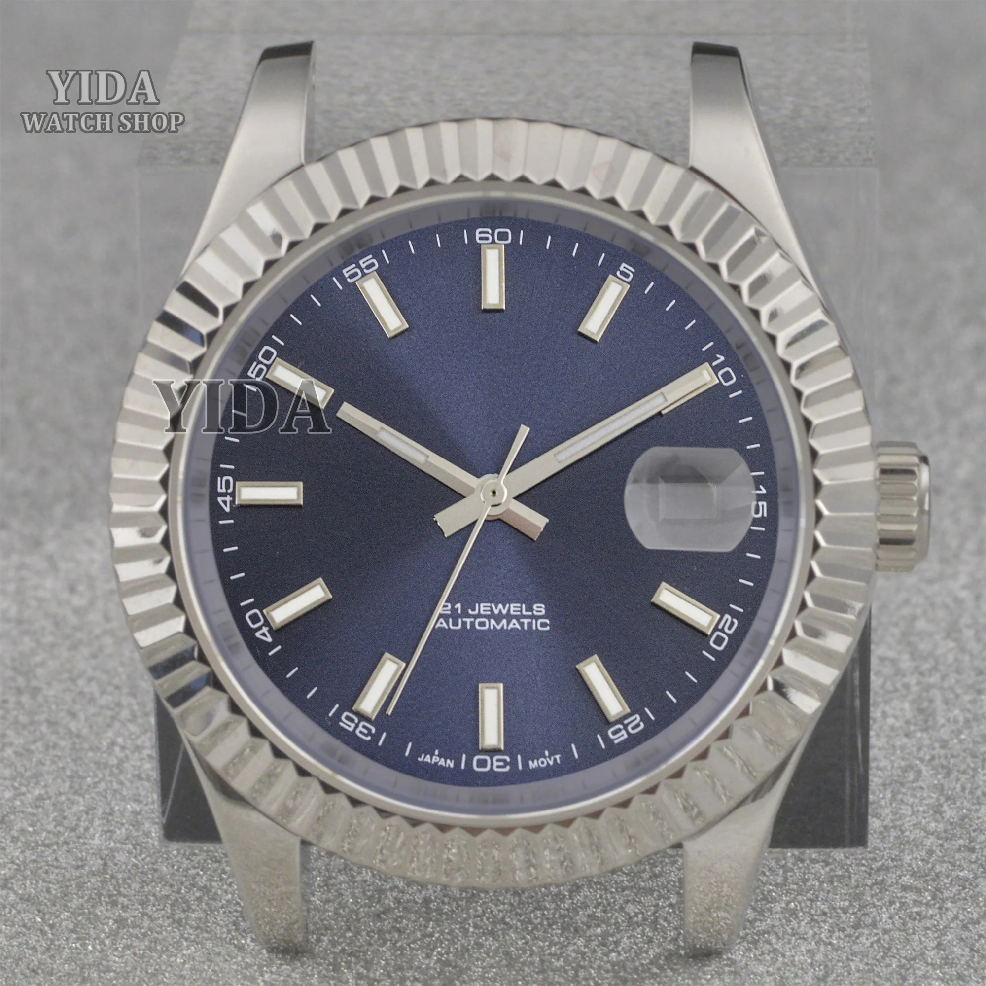 Caixa de relógio 41mm, mostrador 31mm, peças modificadas, vidro safira, 10atm, à prova d'água para datejust nh35 nh36, peças de reparo de movimento automático