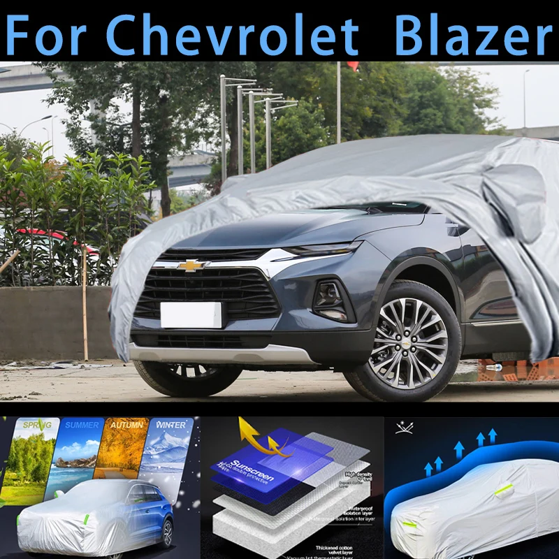 

Для Chevrolet Blazer, уличная защита, полный автомобильный чехол, снежный чехол, солнцезащитный козырек, водонепроницаемый, пылезащитный, внешний автомобильный чехол, защита