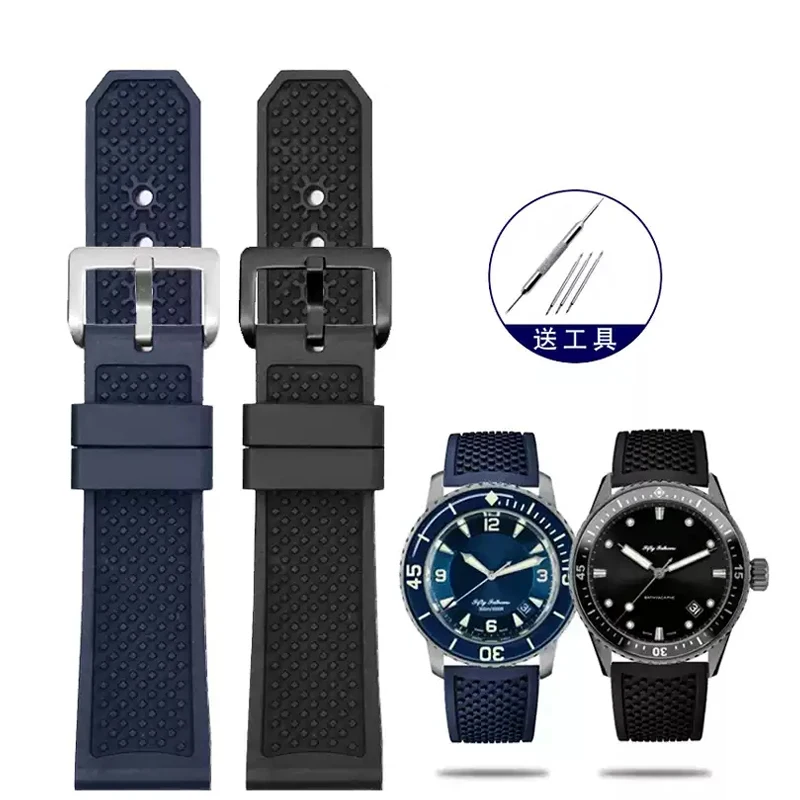 

For Cartier Calibre London Tank Strap W7100056/WSCA0006W7100037/W7100041/7100015 man fluoro rubber silicone watchband 23mm 24mm
