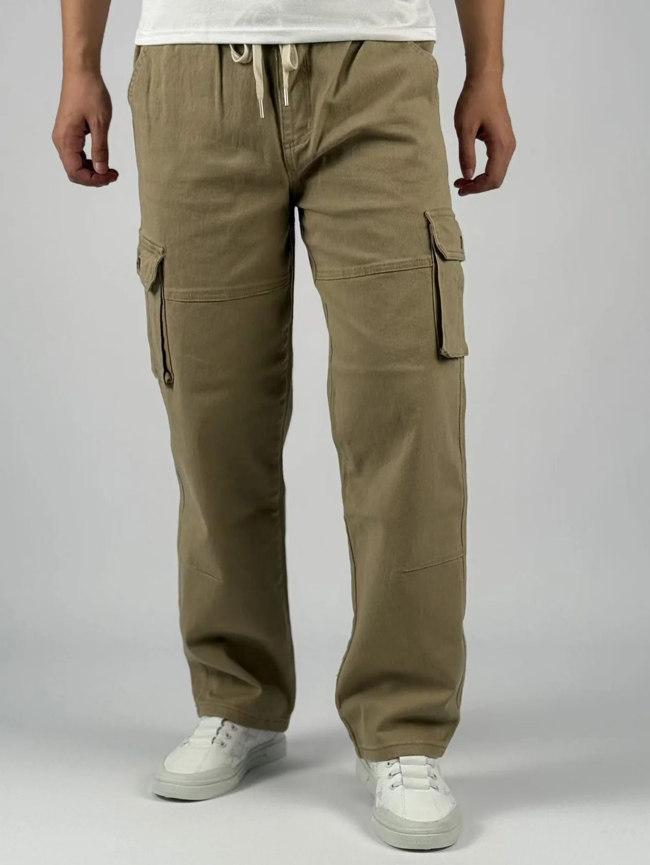 KING JEANS Merk Y2K KHAKI Multi-generatie elastische taille Losse rechte pijpen Modieuze en veelzijdige stijl