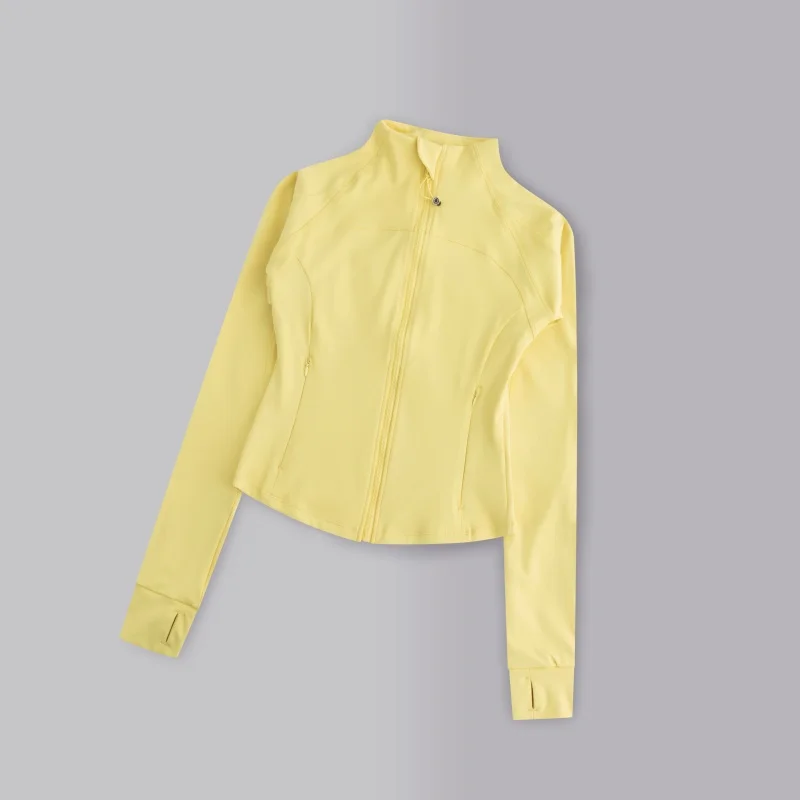 Women Slim Workout Top Female Training Yoga Jackets With Zipper & Pocket Tight Quick Dry Long Sleeve Sportswear Coat