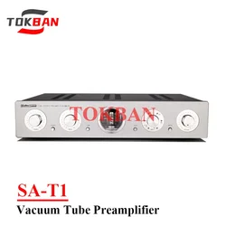 Tokban SA-T1 Vacuum Tube Preamplifier 12AU7/ECC82 12AX7B Low Noise Low Distortion Treble Bass Adjustment HIFI Preamplifier Audio