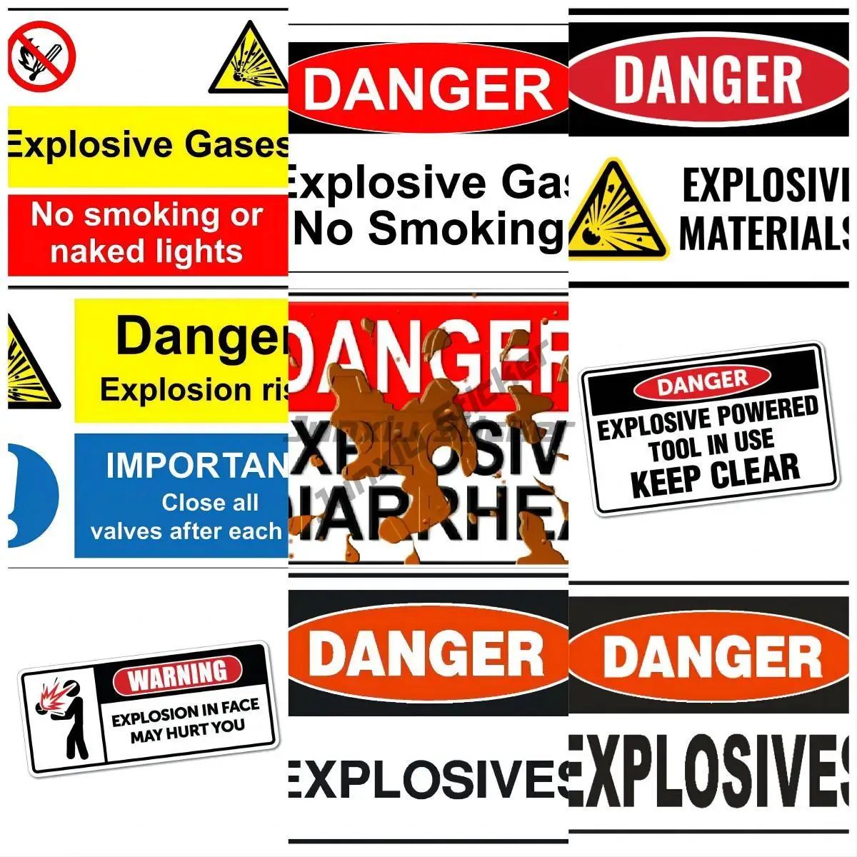 

Explosive Materials Sign Work Place Warning Danger Safety Vinyl Sticker-Any Size Scratch-Proof Sunscreen