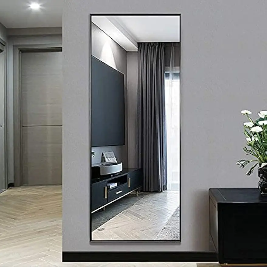 Full Length Mirror Standing Hanging or Leaning Against Wall, Large, Rectangle, Bedroom Wall-Mounted / Floor Dressing Mir