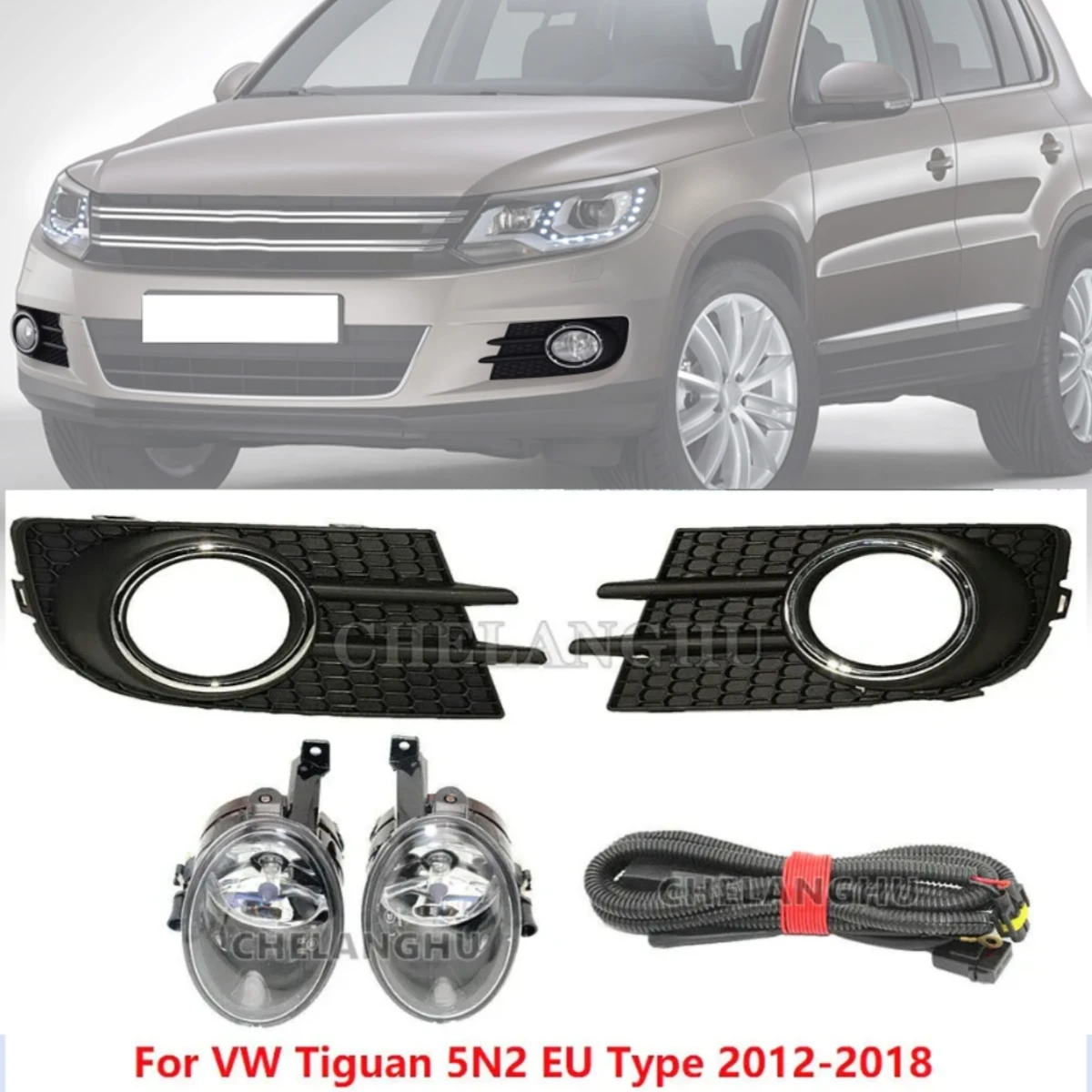 

Car Light For VW Tiguan 2012 2013 2014 2015 European Version Car-Styling Front Fog Light Lamp / Fog Lamp Grille /Wire