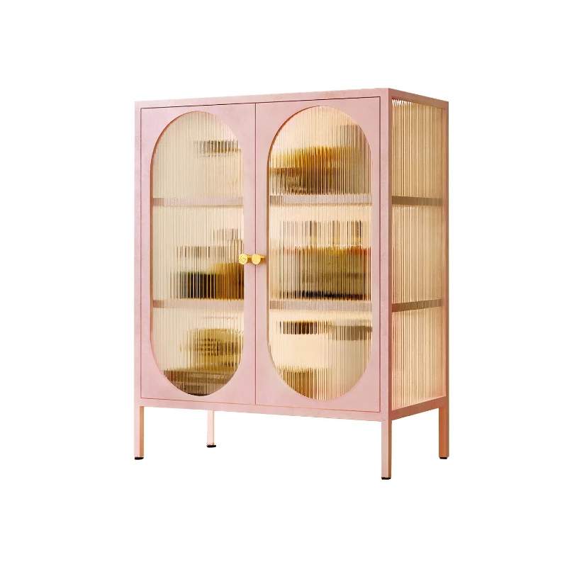 

Cream style dining side cabinet household wrought iron locker simple tea living room kitchen multi-functional storage