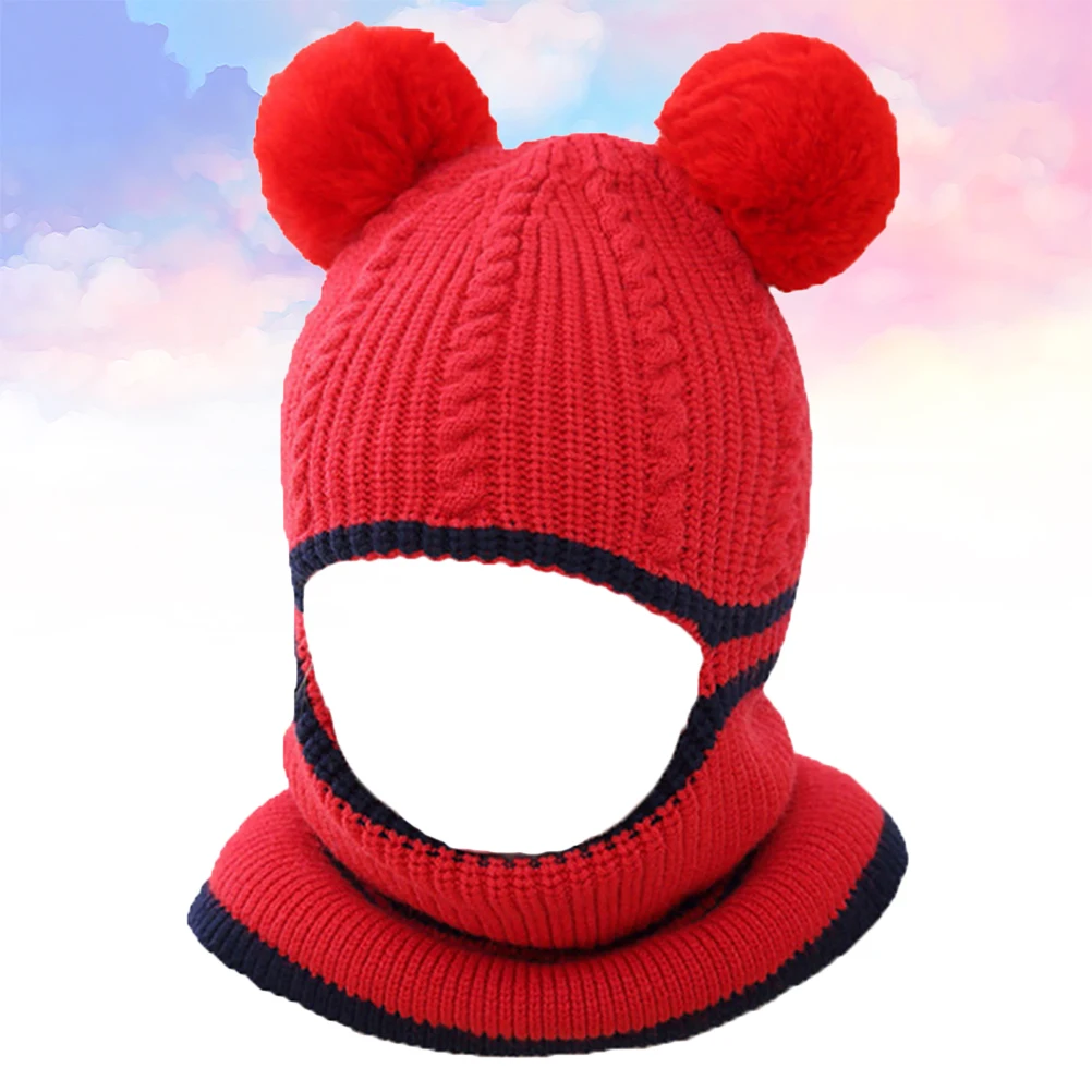 

1Pcs Children Warm Woolen Hat Thick Double Layer Knitted Scarf Kids Winter Clothes Accessories Children Woolen Hat
