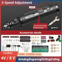 5000-25000rpm 4V/8V Electric Drill Multifunction Micro Rotary Tool Drilling Machine Mini Grinder Hand Drill Engraving Pen