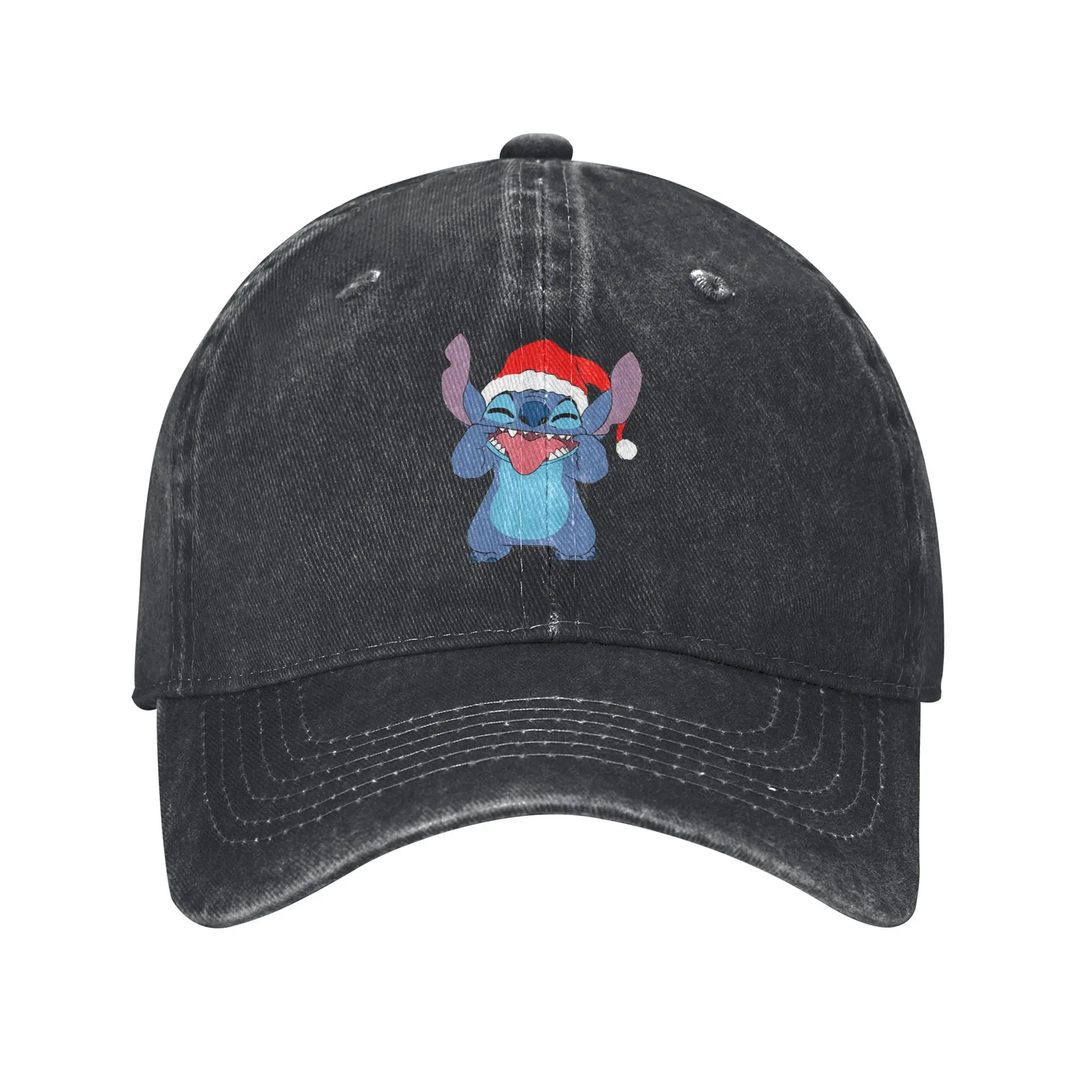 Merry Christmas Stitch Lilo Baseball Cap Vintage Distressed Denim  Snapback Cap Men Women Outdoor Summer Unstructured Soft Hat