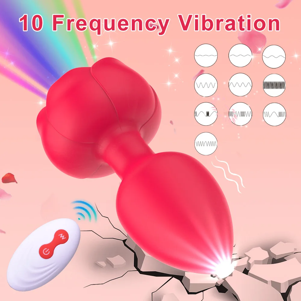 Remote Anal Vibrator Light-emitting Butt Plug Male Prostate Massager Stimulator Female Masturbator Sex Toy for Women for Gay