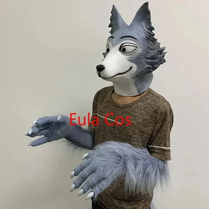 Anime BEASTARS Cosplay máscaras Legosi Cosplay guante máscara cola látex adulto Animal disfraz accesorios lobo garras para fiesta de Halloween Cos