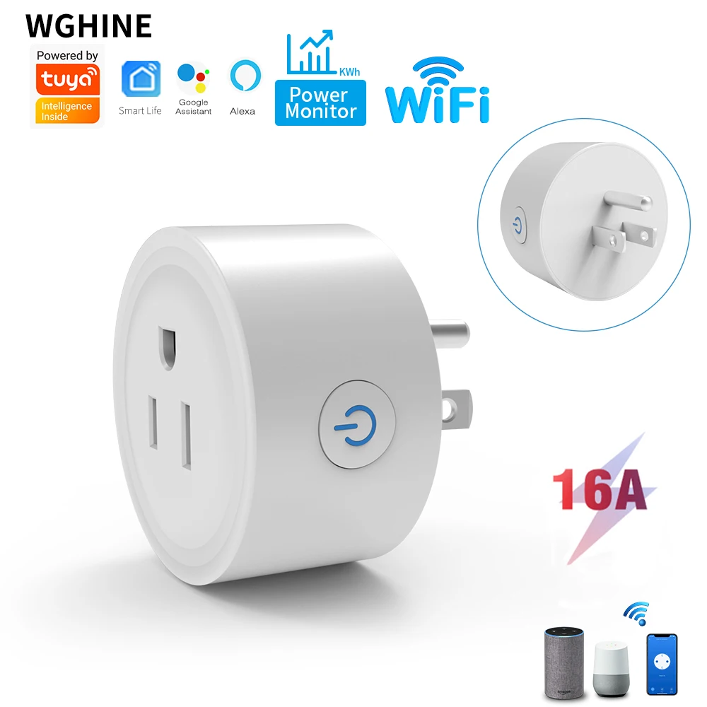 Tuya WiFi Smart socket 16A US plug Remote Control Home Appliances Smart Life and Alexa Google Home