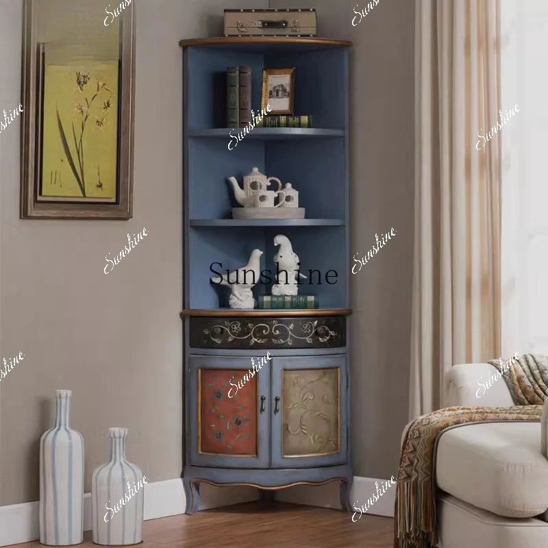 American painted multi-functional corner cabinet old storage storage triangle cabinet  FT