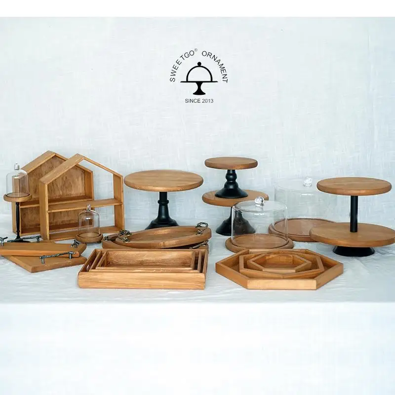 Wooden Cake Stand Dessert Bread Display Home Party Decoration Log Multifunctional Kitchen