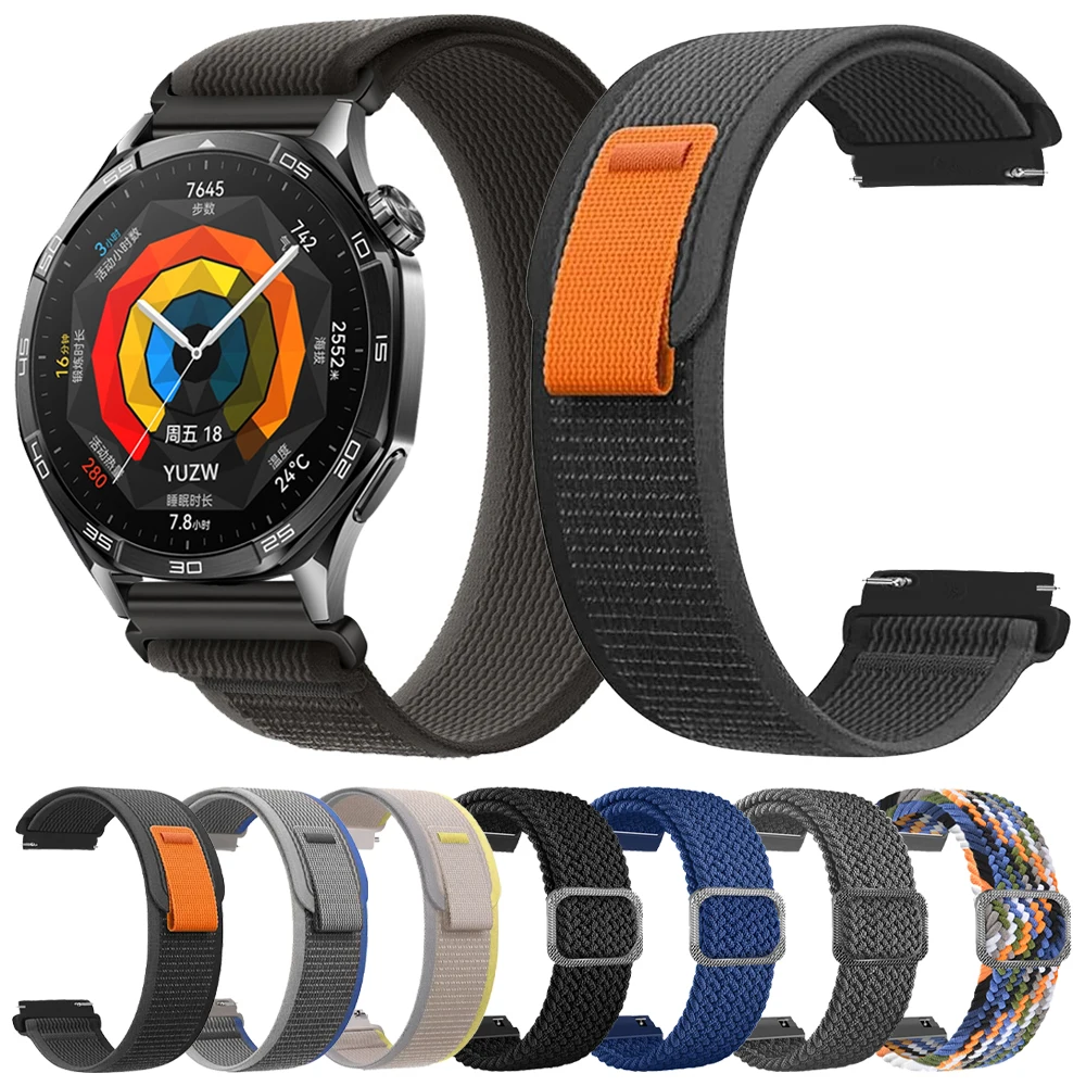 Pulseira de nylon de 20mm 22mm para huawei watch gt5 pro 46mm trail loop pulseira substituível para samsung watch 7 6 5 4 pulseira