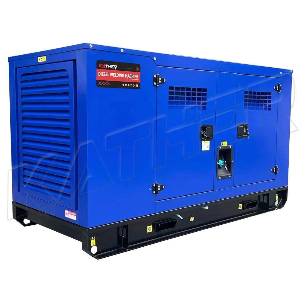 KATHER 30kva 50kva Silent Type Diesel Engine Driven Welding Machine Generator Soundproof 50/60hz Frequency With ATS