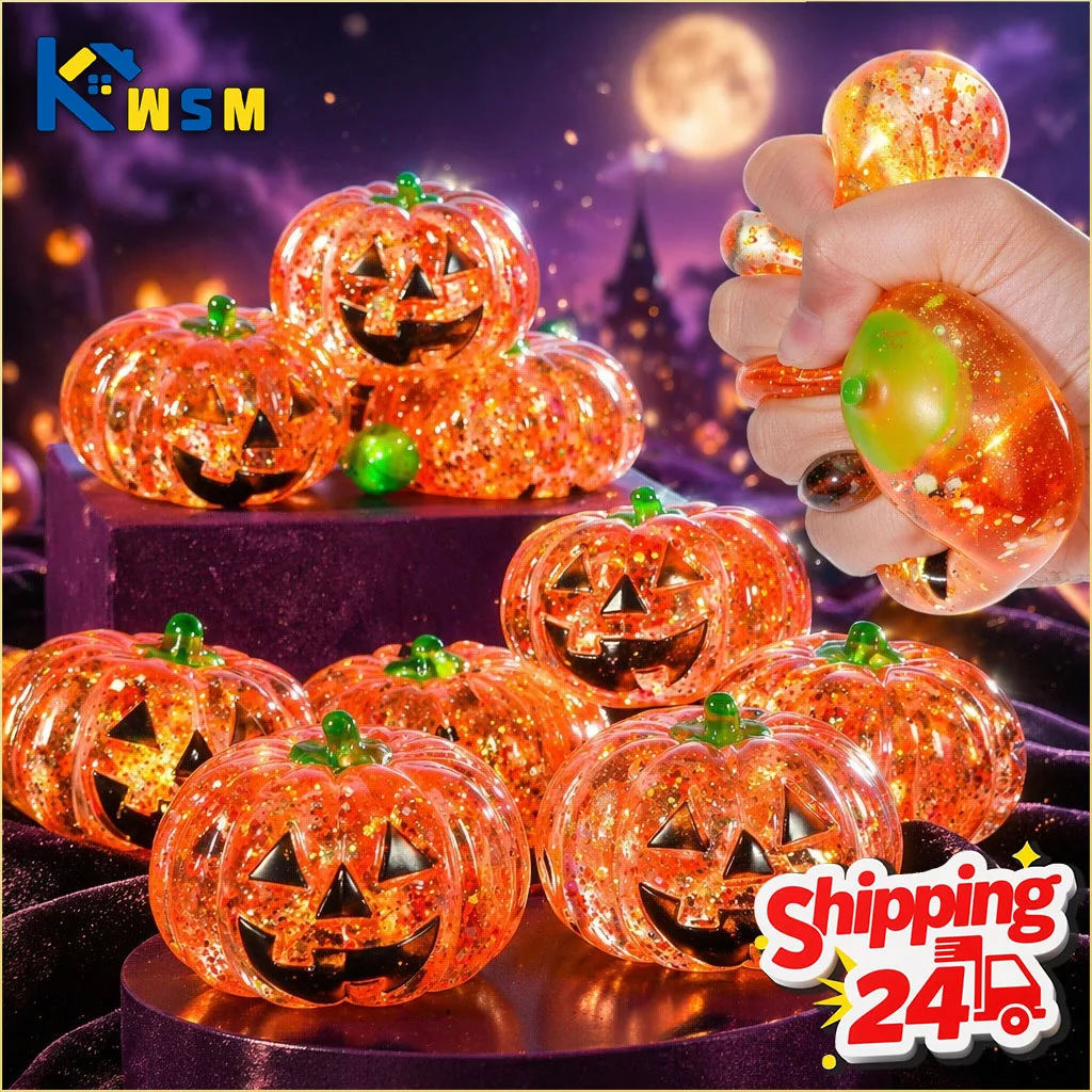 1-10pcs Pumpkin Head Squishy Toy Maltose Slow Rising Stress Relief for Christmas Halloween Party Favor Decompression Fidget Gift