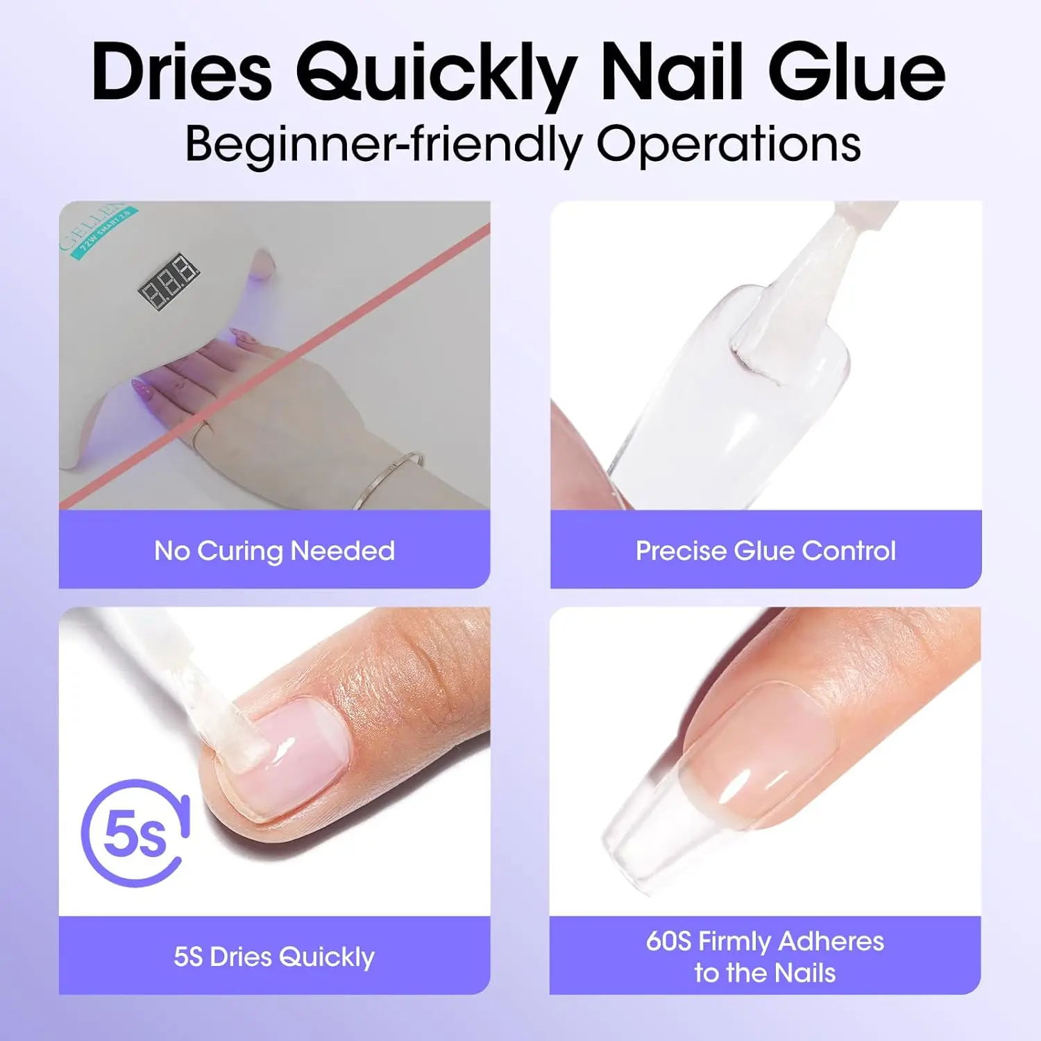 GELLEN 7 مللي طقم مزيل غراء الأظافر الاكريليك اضغط على نصائح 2 قطعة سوبر قوية بسرعة الغراء قبالة الأظافر وهمية هلام مجموعة طلاء الأظافر #3